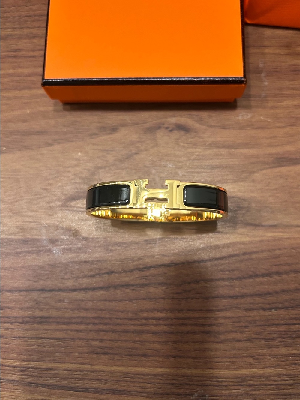 Hermès Gold and Black Clic H Bracelet - Picture 4 of 5
